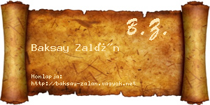 Baksay Zalán névjegykártya