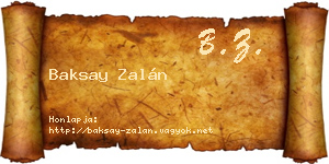 Baksay Zalán névjegykártya